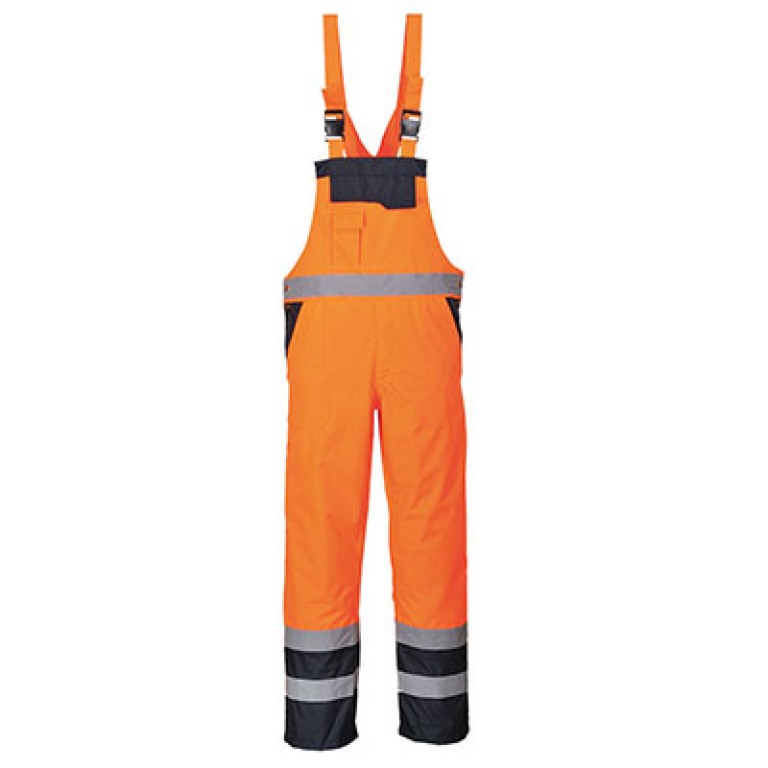Portwest Hi-viz Contrast Bib and brace - Lined