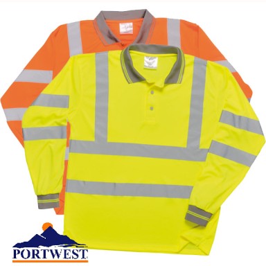 Portwest Hi-Viz Long Sleeve Polo Shirt